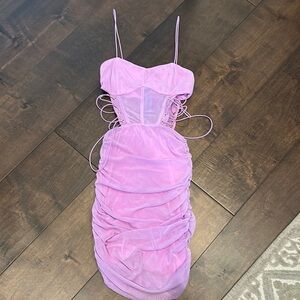 Lavender Ruched Dress with Spaghetti Straps